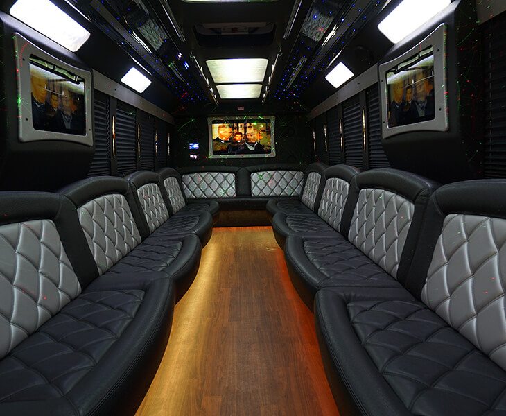 34 passenger limo bus interior